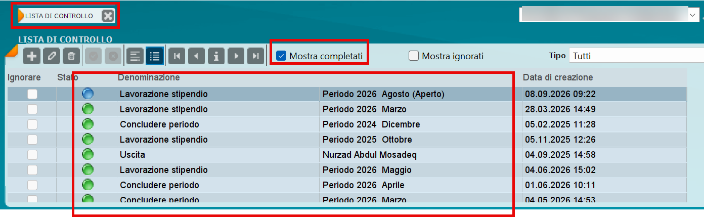 Liste di controllo completate in miruSocial