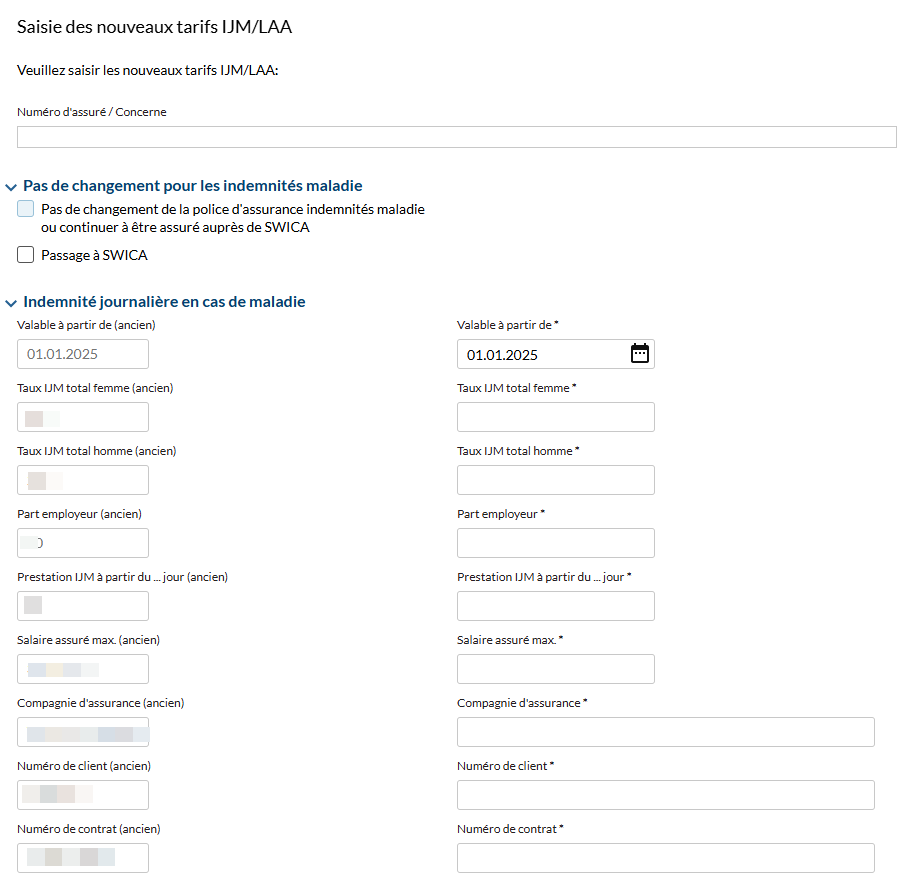 Saisir les informations actuelles et les nouvelles informations concernant l’assurance IJM
