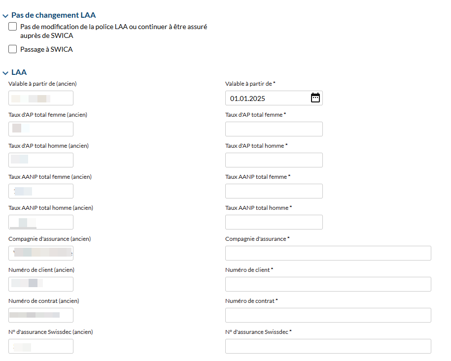 Saisir les informations actuelles et les nouvelles informations concernant l’assurance-accidents