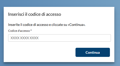 Inserire il codice di accesso personale per la mutazione tariffaria