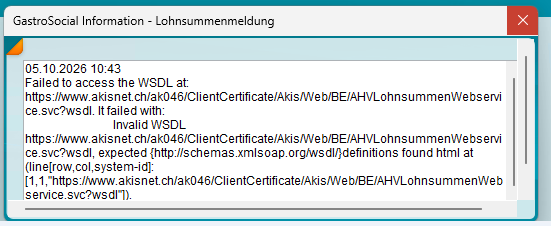 Fehlermeldung Failed to access the WSDL bei der GastroSocial Lohnsummenmeldung