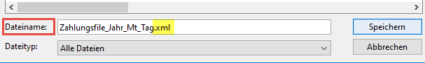 Enregistrer le fichier XML pour le paiement via e-banking