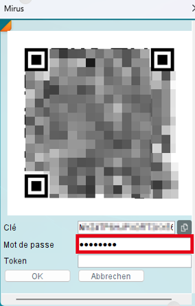 Saisir le mot de passe miruSocial actuel pour configurer la MFA