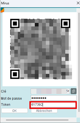 Saisir le code de sécurité dans le champ Token et confirmer la configuration