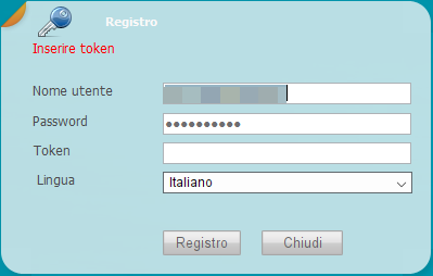 Confermare l’accesso con il codice di sicurezza nel campo Token
