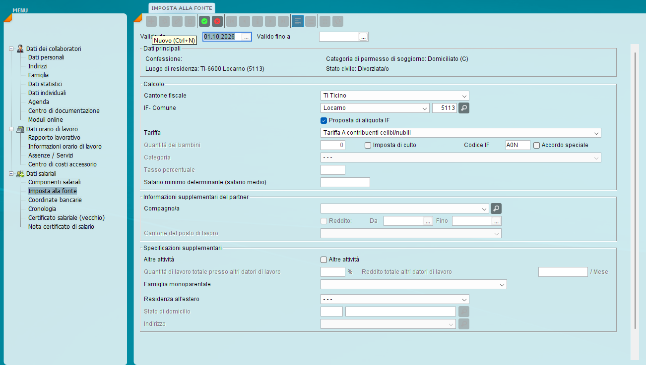 Creare e controllare un record della ritenuta alla fonte in miruSocial